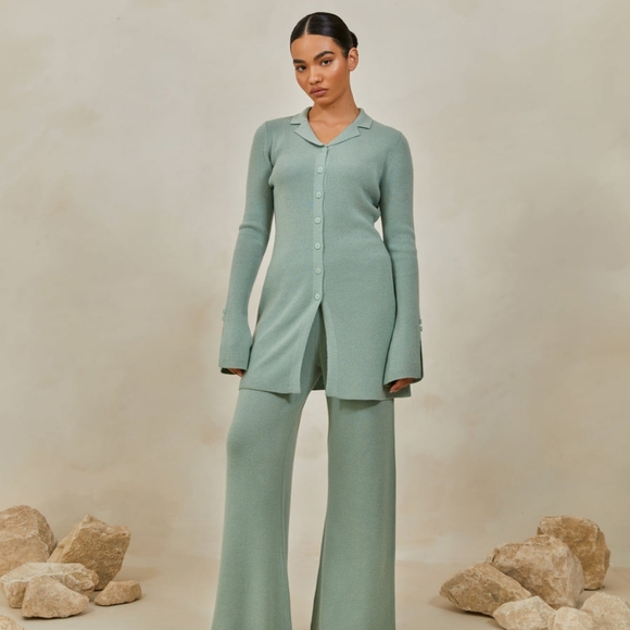 Veiled Collection Sweaters - Veiled Collection: Merino Wool Button Down Knit Top - Desert Sage